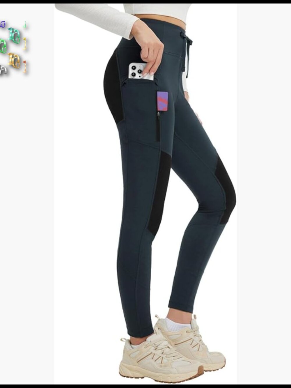 Fleece Lined Hiking Leggings Thermal Winter Pants Water Resistant Zip Pockets